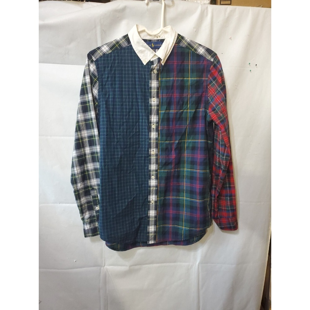 Ralph Lauren Men's Shirt S/ Youth 18-20 Long Sleeve Plaid Cotton Multicolor Pony